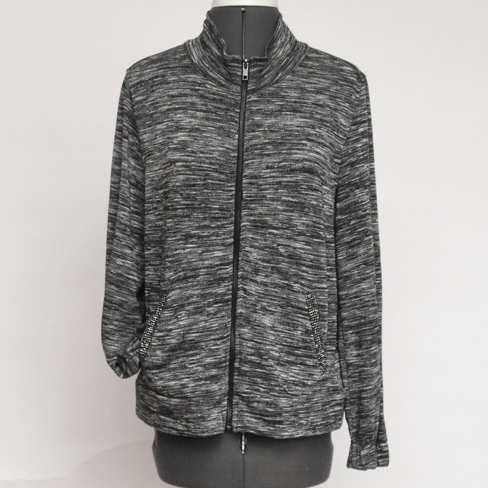 Juicy Couture Women’s M Marled Space-Dye Zip-Up Jacket Embellished Bling Pockets